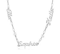 ALBERTBAND Collana con nome personalizzato Collana regolabile con 3 nomi di perle Collana regolabile in argento 925 Collane Regalo di anniversario per i migliori amici della madre (Silver)