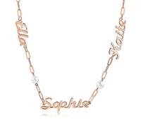 ALBERTBAND Collana con nome personalizzato Collana regolabile con 3 nomi di perle Collana regolabile in argento 925 Collane Regalo di anniversario per i migliori amici della madre (Rosegold)