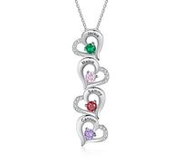 ALBERTBAND Collana Personalizzata con 2/3/4/5 Cuori Ciondolo Collana in Argento Sterling 925 con Incisione del Nome per Donna Madre Figlia Festa della Mamma Gioielli Catena di San Valentino (4 cuore)