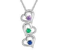 ALBERTBAND Collana Personalizzata in Argento 925 Ciondolo a Cuore con Nomi Incisione Collana per Donna Madre Figlia Regalo per Festa Della Mamma San Valentino (#3cuore)