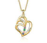 ALBERTBAND Collana Personalizzata in Argento 925 Ciondolo a Cuore con Nomi Incisione Collana per Donna Madre Figlia Regalo per Festa Della Mamma San Valentino (gold-4names)