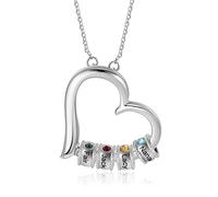 ALBERTBAND Collana Personalizzata per Donna con Nome Pietra di nascita Madre Figlia Ciondolo Cuore Gioielli Regalo per Donna Festa della Mamma Natale (4 stone)