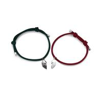 ALBERTBAND Coppia Braccialetti Magnetici Personalizzati 2 Pezzi Braccialetti Magnetici con Lettera Iniziale A-Z Regali di Relazione per Fidanzato Fidanzata Uomini Donne con Pendente a Cuore (#4)