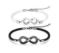 ALBERTBAND Coppia Braccialetti Magnetici Personalizzati 2 Pezzi Braccialetti Magnetici con Lettera Iniziale A-Z Regali di Relazione per Fidanzato Fidanzata Uomini Donne con Pendente a Cuore (#3)