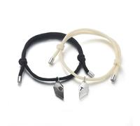 ALBERTBAND Coppia Braccialetti Magnetici Personalizzati 2 Pezzi Braccialetti Magnetici con Lettera Iniziale A-Z Regali di Relazione per Fidanzato Fidanzata Uomini Donne con Pendente a Cuore (#2)