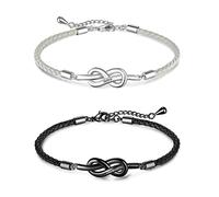 ALBERTBAND Coppia Braccialetti Magnetici Personalizzati 2 Pezzi Braccialetti Magnetici con Lettera Iniziale A-Z Regali di Relazione per Fidanzato Fidanzata Uomini Donne con Pendente a Cuore (#2)