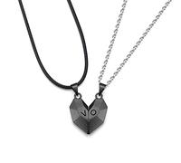 ALBERTBAND Coppia Collane Magnetiche Collana Personalizzata con Lettera Iniziale 2 Pezzi Collane con Relazione Regali per Coppia per Fidanzato Fidanzata con Ciondolo a Forma di Cuore (2 neri)