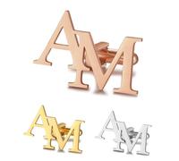 Albertband Gemelli Personalizzati con Alfabeto A-Z Inciso - 2 Pezzi per Uomo, Festa d'Affari, Natale, Sposo, Migliore Uomo, Compleanno