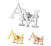 Albertband Gemelli Personalizzati con Lettera dell'Alfabeto Dalla A-Z Incisa 2 Pezzi Gemelli con Nome per Uomo Gemelli con Lettera Festa d'Affari Natale Sposo Migliore Uomo Compleanno
