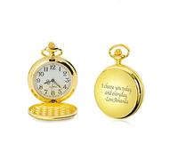 ALBERTBAND Orologio da Tasca Personalizzato con Foto Orologio Vintage con Testo Inciso Orologio da Taschino Classico per Sposo Uomo Migliore Regalo per Compleanno Anniversario Festa del Papà (oro)