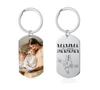 ALBERTBAND Portachiavi Personalizzato Mamma Portachiavi in Acciaio inox con Foto 1-6 Nomi Regalo per Donna Festa della Mamma Natale Compleanno (4 nome)