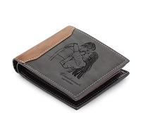 ALBERTBAND Portafogli Uomo Personalizzato con Foto Iniziali Portafoglio in Pelle Porta Carte di Credito Regalo per la Festa Del Papà Natale Regalo San Valentino per Lui Lei (H)