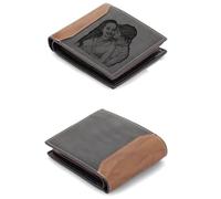 ALBERTBAND Portafoglio Uomo Personalizzati Foto Pelle - Portafoglio Zip con Porta Carte di Credito e Portamonete - Regalo per la Festa del Papà per Papà Marito Nonno Natale (D-Foto)