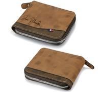 ALBERTBAND Portafoglio Uomo Personalizzati Foto Pelle - Portafoglio Zip con Porta Carte di Credito e Portamonete - Regalo per la Festa del Papà per Papà Marito Nonno Natale (C-Nome)