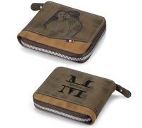 ALBERTBAND Portafoglio Uomo Personalizzati Foto Pelle - Portafoglio Zip con Porta Carte di Credito e Portamonete - Regalo per la Festa del Papà per Papà Marito Nonno Natale (B-Foto&Letter)