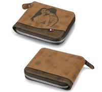 ALBERTBAND Portafoglio Uomo Personalizzati Foto Pelle - Portafoglio Zip con Porta Carte di Credito e Portamonete - Regalo per la Festa del Papà per Papà Marito Nonno Natale (C-Foto)