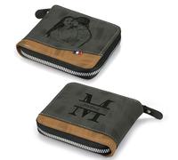 ALBERTBAND Portafoglio Uomo Personalizzati Foto Pelle - Portafoglio Zip con Porta Carte di Credito e Portamonete - Regalo per la Festa del Papà per Papà Marito Nonno Natale (A-Foto&Letter)