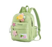 ALBERTBAND Zaino Personalizzato per Bambini Zainetto con Nome Zaino Regolabile Bear Sunflower Regalo per Figlio Figlia Amico Zaino da Viaggio per la Scuola Primaria Dell'infanzia (Gerbera-Verde)