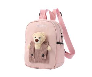 ALBERTBAND Zaino Personalizzato per Bambini Zainetto con Nome Zaino Regolabile Bear Sunflower Regalo per Figlio Figlia Amico Zaino da Viaggio per la Scuola Primaria Dell'infanzia (Orso-Rosa)