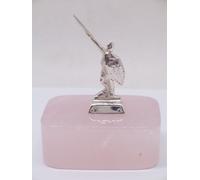 Alberto Da Giussano in ARGENTO 925 su Quarzo Rosa - statuetta su Pietra Dura