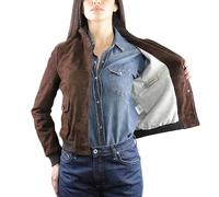 ALBERTO ZACCAGNINI | Giacca artigianale in Vera Pelle donna | Bomber donna con bottoni in vera pelle Scamosciata made in Italy | Giubbotto Primaverile | AZ0025 Suede (M, Marrone)
