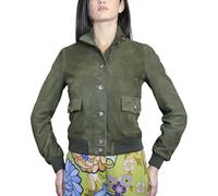 ALBERTO ZACCAGNINI | Giacca artigianale in Vera Pelle donna | Bomber donna con bottoni in vera pelle Scamosciata made in Italy | Giubbotto Primaverile | AZ0025 Suede (XS, Verde)