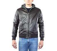Alberto Zaccagnini | Giacca artigianale in Vera Pelle uomo | Bomber con cappuccio uomo in vera pelle Made in Italy | Giubbotto Invernale | AZ0089 Cappuccio (52, Testa di Moro)