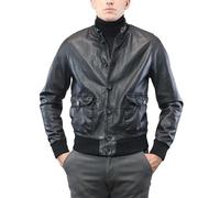 Alberto Zaccagnini | Giacca artigianale in Vera Pelle uomo | Bomber uomo in vera pelle Made in Italy | Giubbotto autunnale | AZ0098 Merinos (52, Nero)