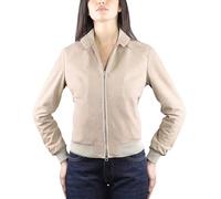 Alberto Zaccagnini Giacca in pelle da donna | Bomber da donna in vera pelle Scamosciata made in Italy | Giubbotto Primaverile | AZ0089 Suede (Lino, S)