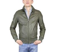 Alberto Zaccagnini Giacca in pelle da uomo | Bomber da uomo in vera pelle made in italy | Giubbotto autunnale | AZ0089 (46, Oliva)