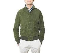 ALBERTO ZACCAGNINI Giacca in pelle da uomo | Bomber da uomo in vera pelle Scamosciata made in Italy | Giubbotto Primaverile | AZ0098 Suede (Verde, 52)