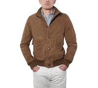 Alberto Zaccagnini Giacca in pelle da uomo | Bomber da uomo in vera pelle Scamosciata made in Italy | Giubbotto Primaverile | AZ0098 Suede (Argilla, 50)