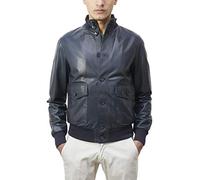 Alberto Zaccagnini Giacca in pelle da uomo | Bomber da uomo in vera pelle Scamosciata made in Italy | Giubbotto Primaverile | AZ0098 Suede (Blue, 52)
