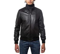 Alberto Zaccagnini Giacca in pelle uomo autunnale | Giubbotto uomo in vera pelle Made in Italy | Bomber in pelle | AZ0089 (46, Nero)