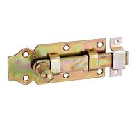 Alberts 115388 Chiavistello per porte, dritto, con maniglia a pomolo e guida asta fissata, zincato galvanico, con strato spesso passivato, piastra 100 x 44 mm
