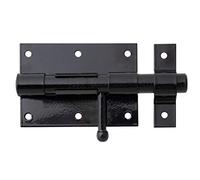 Alberts 137021 Catenaccio a cannone, con maniglia tonda e guida asta fissata, nera rivestita in plastica, piastra 95 x 67 mm, Ø chiavistello 15,5 mm, lunghezza totale 135 mm
