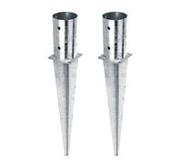 Alberts 211844 - Manicotto a terra per pali di tronchi | zincato a caldo | Ø 81 mm | lunghezza totale 600 mm | set da 2