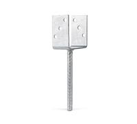 Alberts 214289 Staffa portapalo ad U, con ancoraggio in calcestruzzo in acciaio ondulato, zincata a caldo, Larghezza libera 101 mm, Lunghezza dell'ancoraggio in calcestruzzo 200 mm