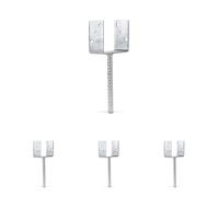 Alberts 214296 Staffa portapalo ad U, con ancoraggio in calcestruzzo in acciaio ondulato, zincata a caldo, Larghezza libera 121 mm, Lunghezza dell'ancoraggio in calcestruzzo 200 mm (Confezione da 4)