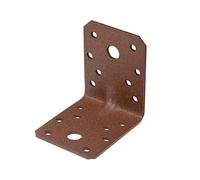 Alberts 301200 DURAVIS® Squadretta di giunzione angolare rinforzata con nervatura di rinforzo | doppio rivestimento marrone ruggine | Misura 70 x 70 x 55 mm (Confezione da 6)