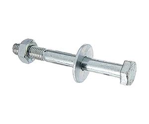 Alberts 338251 Vite a testa esagonale, D-Fix, per staffe portapalo ad H, ad U ecc., zincata blu, M10 x 90 mm, Set da 2