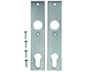 Alberts 554309 Placca per maniglie, una coppia, forgiata, zincata, verniciata a fuoco grigio argento, 155 x 30 mm