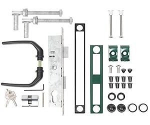 Alberts 653811 Set accessori per cancelli con griglia ondulata, per cancelli fino a 1500 mm altezza, con rivestimento in plastica verde RAL 6005