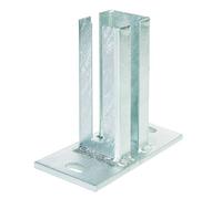 Alberts 685423 Staffa portapalo per pali angolari per griglie a barra doppia, da avvitare, zincata a caldo, piastra 150 x 80 mm, per pali 60 x 40 mm