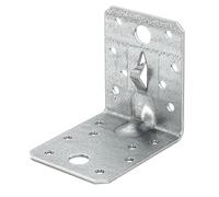 Alberts 861674 Squadretta di giunzione, con nervatura di rinforzo e graffa di fissaggio da piantare, zincata con procedimento Sendzimir, 70 x 70 x 55 mm, Set da 25