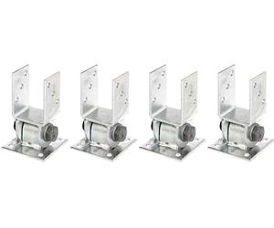 Alberts Set di 4 supporti per pali con parte superiore mobile, da avvitare, zincato a caldo, larghezza 71 mm