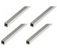 Alberts Set di 4 tubi quadrati | alluminio anodizzato argento | 2000 x 25 x 25 mm