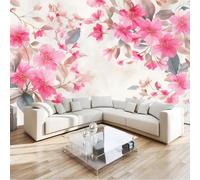 Albicocca Rosa Muralo - Originario Semplice Fiori Foglie Carta da parati 3D per cameretta dei bambini in tessuto non tessuto, per ragazze e ragazzi decorazione da parete 250 x 175 cm