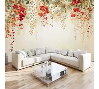 Albicocca Rossa Muralo - Minimal Acquerello Elegante Floreale Carta da parati 3D per cameretta dei bambini in tessuto non tessuto, per ragazze e ragazzi decorazione da parete 250 x 175 cm