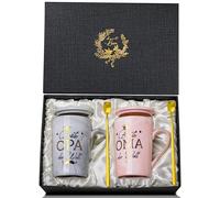 ALBISS Set regalo per nonni e nonni, 400 ml, regalo per compleanno, Pasqua, anniversario, matrimonio, festa della mamma, festa del papà, regalo per nonno, nonna, rosa e grigio